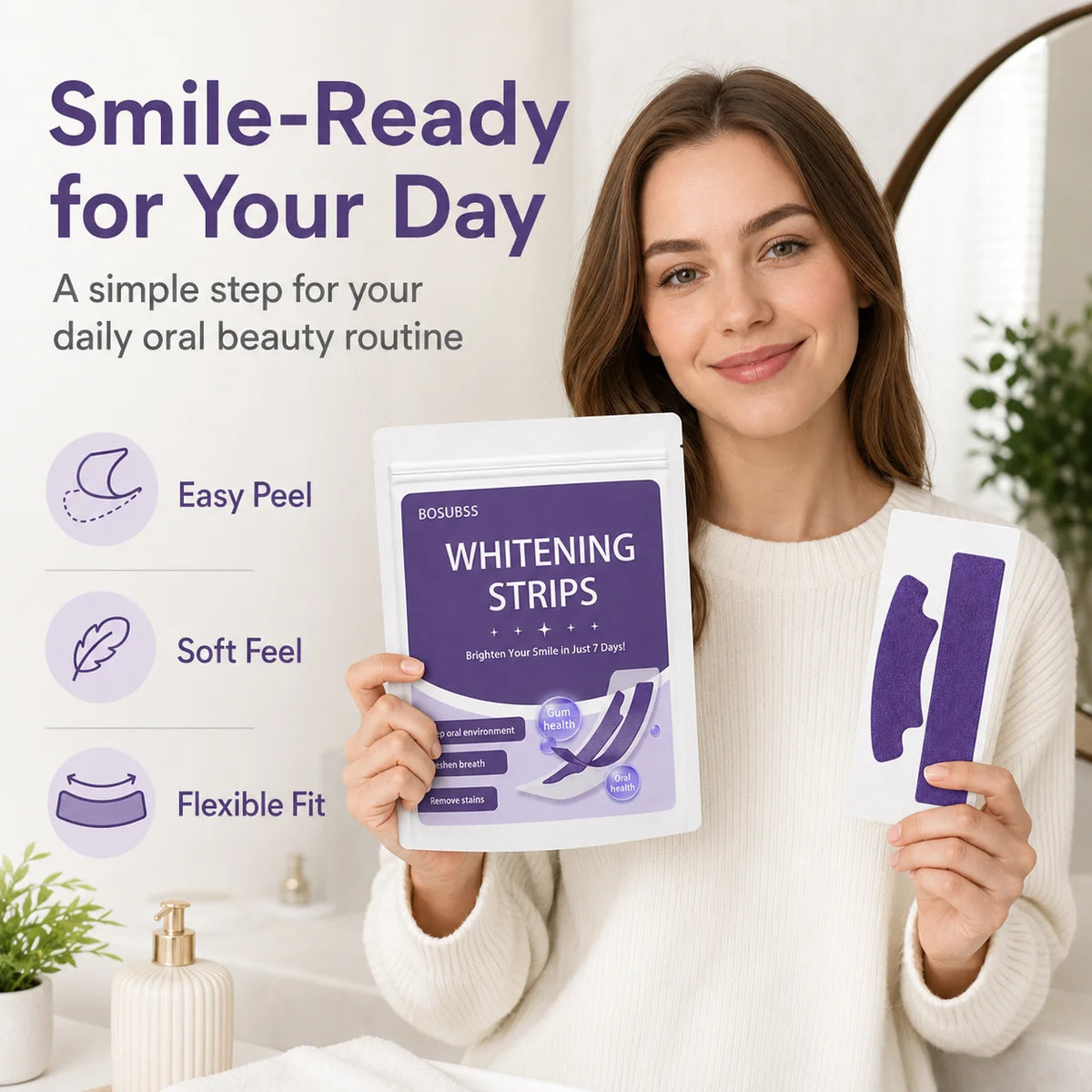 Oral Beauty Smile Strips - Easy-to-Use Daily Smile Care Patches for Your At-Home Beauty Routine