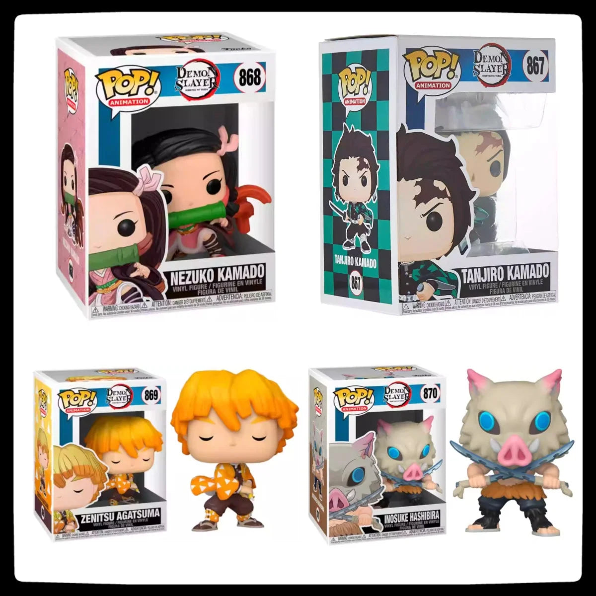 Demon Slayer Anime Figure Set – Kamado Tanjiro, Nezuko, Zenitsu & Inosuke Peripherals Toy Doll Birthday Gift