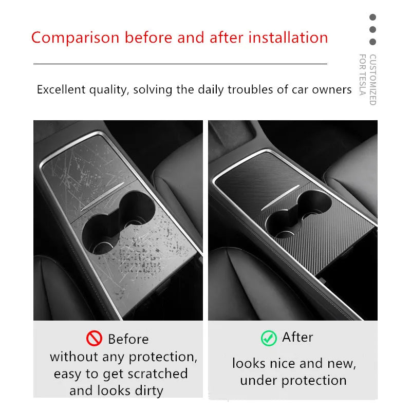 Car Protective Film Sticker for Tesla Model 3/Y – Anti-Scratch Central Control Panel Sticker Interior Auto Styling Decor