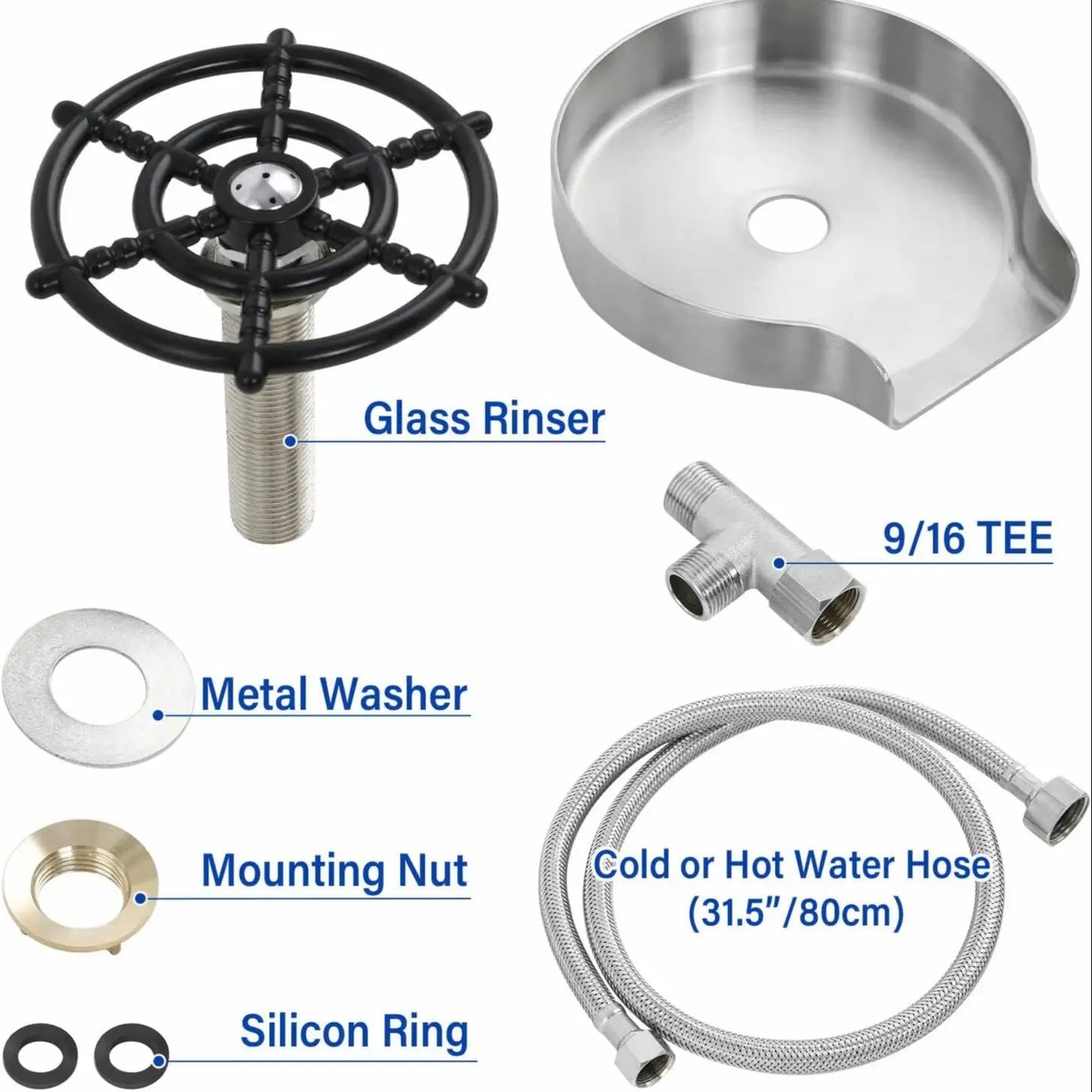 Stainless Steel Kitchen Sink Glass Rinser - Faucet Glass Rinser and Bottle Washer for Kitchen Sinks - Essential Kitchen Sink Accessories