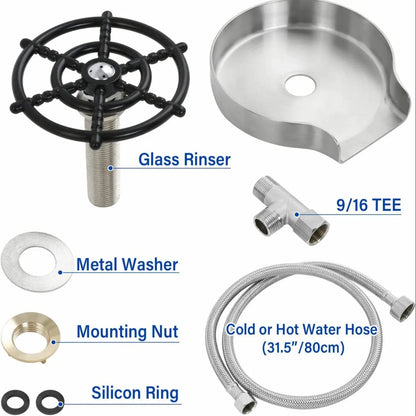 Stainless Steel Kitchen Sink Glass Rinser - Faucet Glass Rinser and Bottle Washer for Kitchen Sinks - Essential Kitchen Sink Accessories
