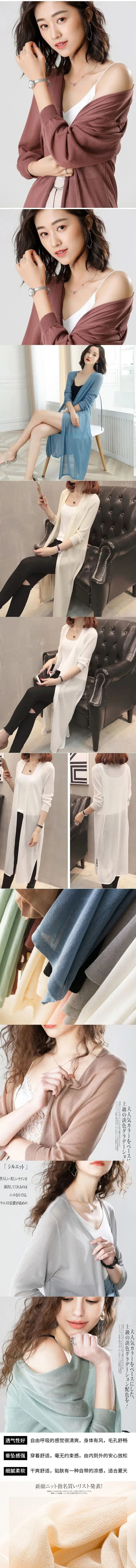 2024 Korean Women's Casual Long Sun Protection Cardigan – Soft, Comfortable, Loose Fit, Solid Color, Free Size Thin Sweater