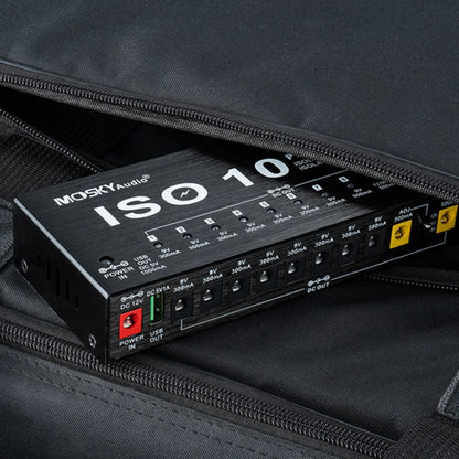 MOSKY ISO 10 Guitar Effect Pedal Power Supply – 10 Isolated DC Outputs, 5V USB Output, 9V 12V 18V Protection for Guitar Accessories