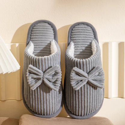 Women’s Fashion Bow Slippers – Lightweight Soft Warm Indoor Bedroom Slippers for Fall & Winter Home Comfort