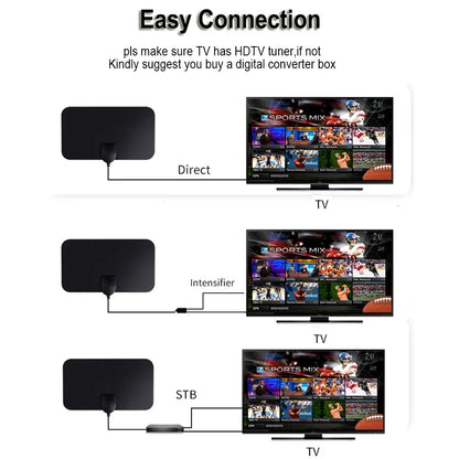 HD Digital TV Antenna - 200 Miles Amplified Indoor/Outdoor VHF UHF Aerial with Signal Booster