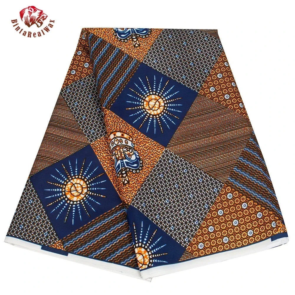 Bintarealwax Ankara Fabric - Wholesale Polyester Sewing Material for Women's Party Dresses FP6390