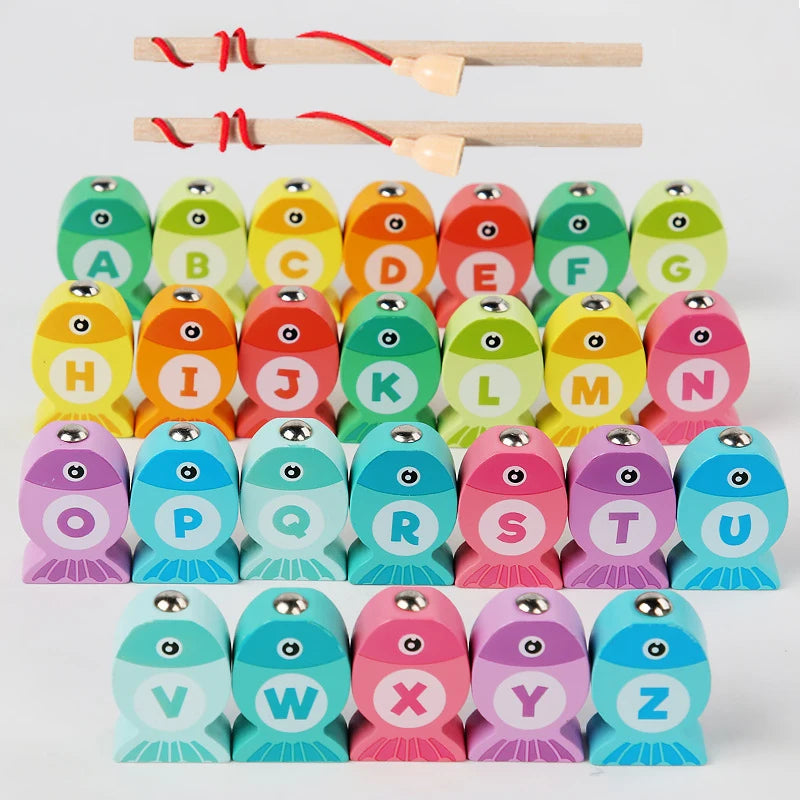 Wooden Fishing Game for Kids - Educational Alphabet & Number Learning Toy, Interactive Early Learning Gift