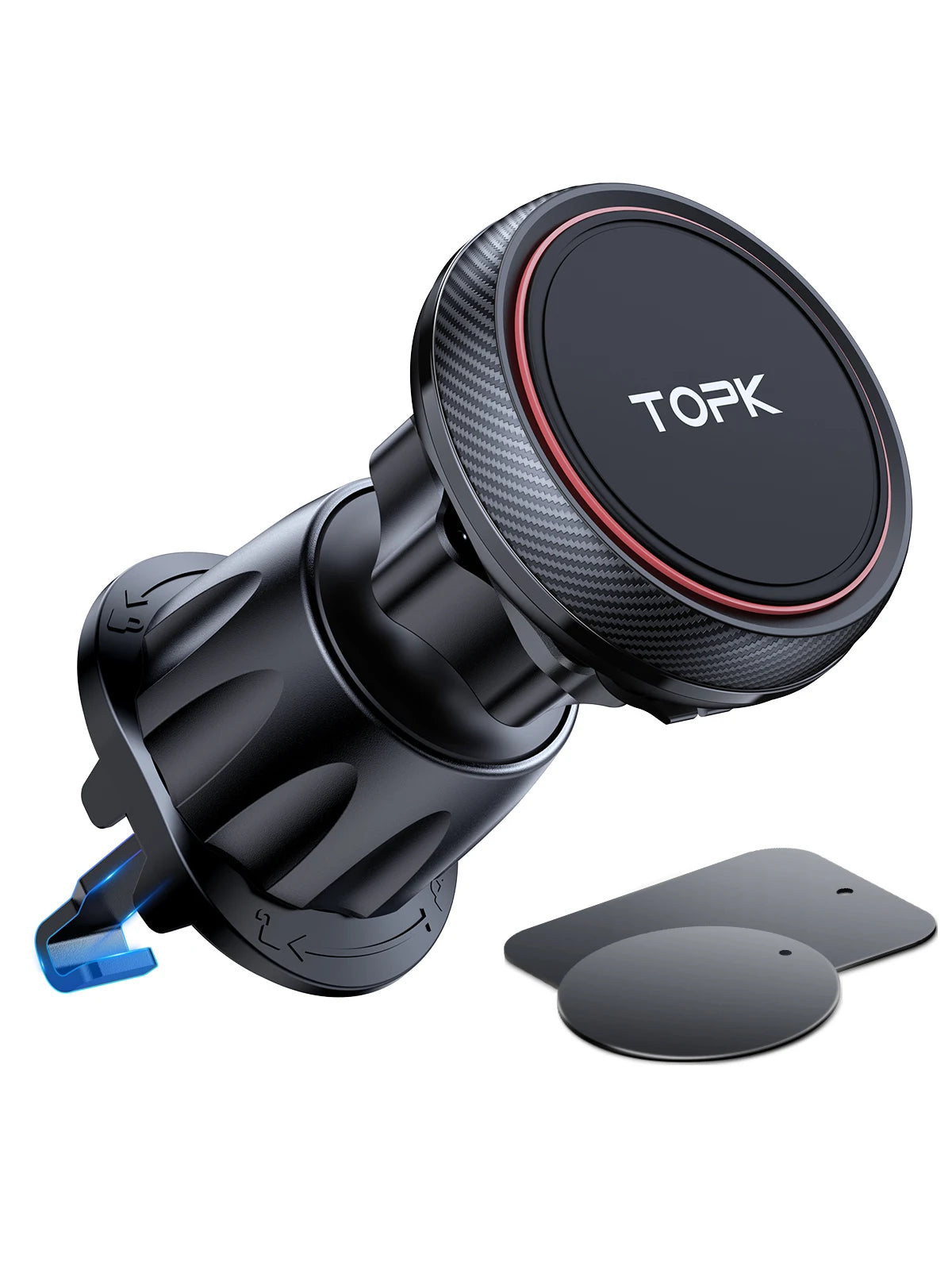 TOPK Magnetic Car Phone Mount – 6 N52 Magnets Air Vent Holder for iPhone 15 and Universal Smartphones
