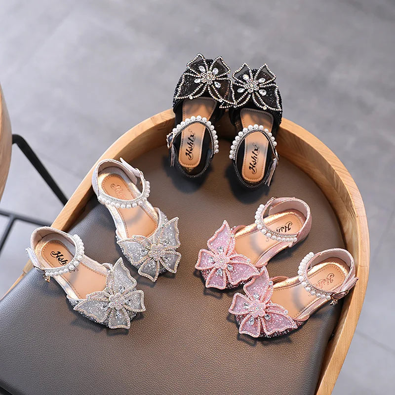 Girls' Princess Sandals - Sequin Rhinestone Bow Flat Shoes for Baby & Kids