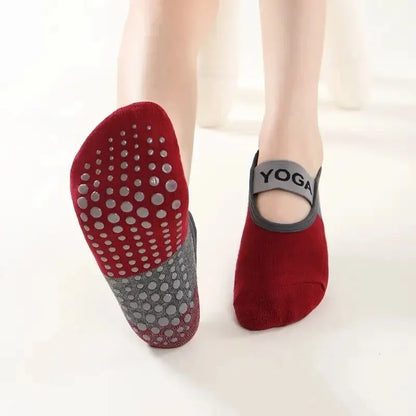 Professional Women's Anti-Slip Yoga Socks - Backless Cotton Pilates and Ballet Dance Slippers for Fitness