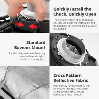 TRIOPO Foldable Octagon Softbox – 55cm, 65cm, 90cm, 120cm Bowens Mount for Sokani X100, COLBOR CL60, Godox & Aputure LED Video Lights