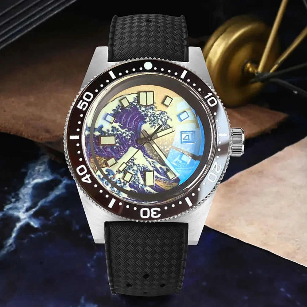 Tandorio 41mm 62MAS Automatic Diver's Watch – NH35A, 300M Water Resistance, Ceramic Bezel, Green Lume, Sapphire Glass