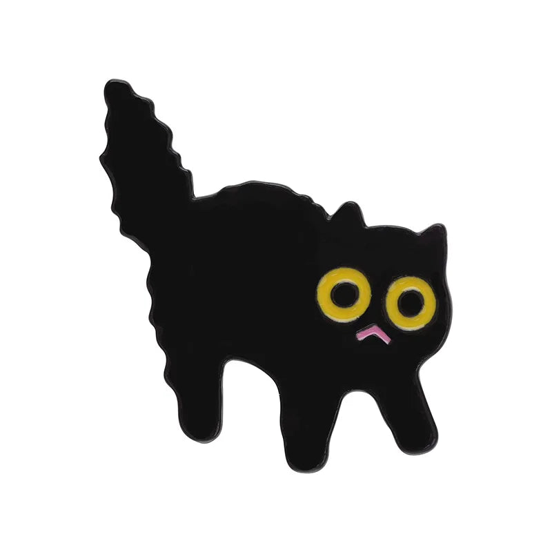 Cute Black Cat Enamel Pin – Tiny Cartoon Animal Metal Brooch Badge Jewelry Accessory Gift