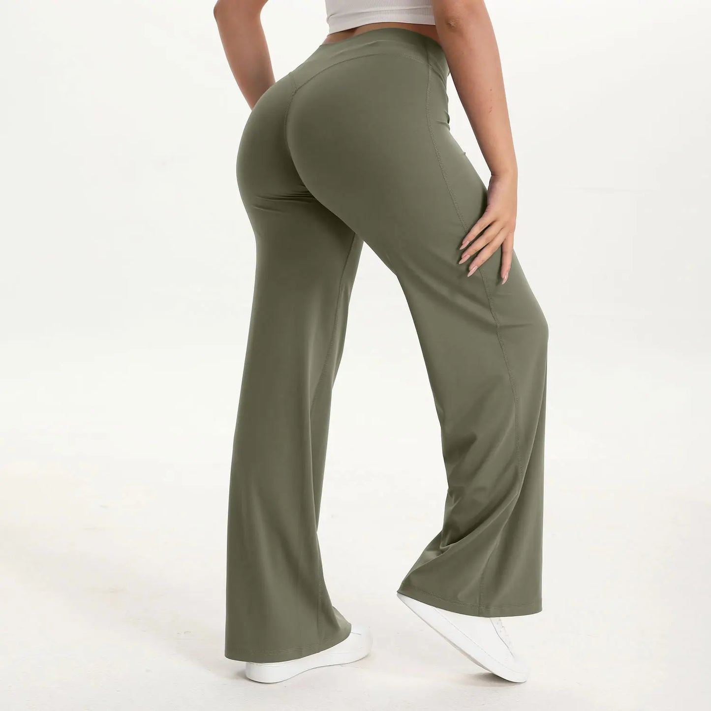 NCLAGEN SoftMotion Women’s Straight Leg Yoga Pants, Mid-Waist Gym Leggings, Naked Feel Pilates & Running Sports Trousers