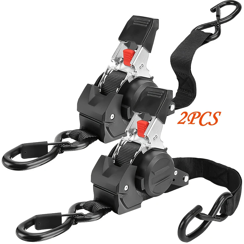 Heavy Duty Automatic Retractable Cargo Strap with S-Hook – Trailer Tie Down Belt for Transportation, Camping & Outdoor Securing Equipment