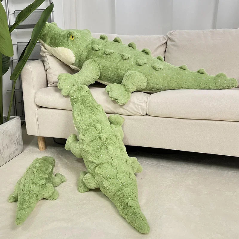 Soft Crocodile Plush Toy – Fluffy Stuffed Alligator Pillow Doll, Jungle Green Sofa Cushion, Birthday Gift
