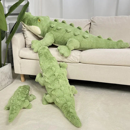 Soft Crocodile Plush Toy – Fluffy Stuffed Alligator Pillow Doll, Jungle Green Sofa Cushion, Birthday Gift