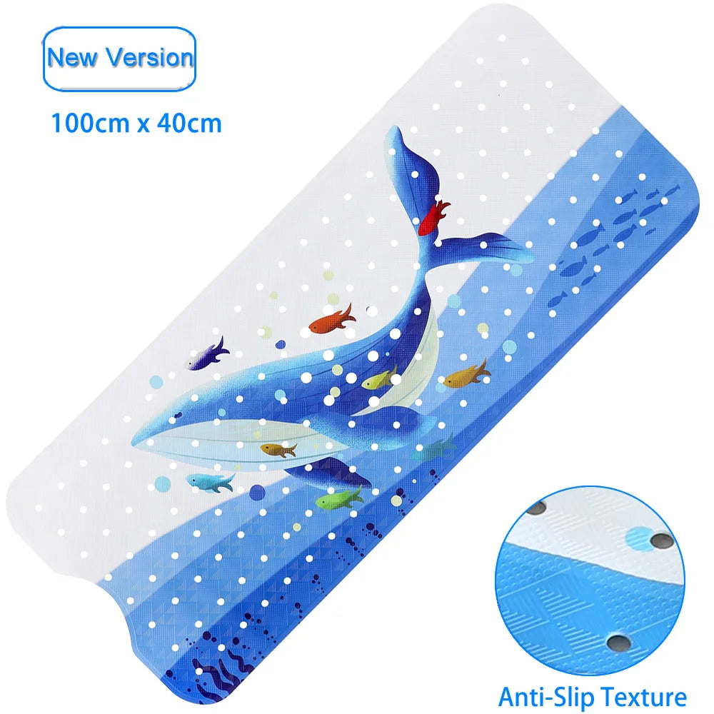 Large Cartoon PVC Bath Mat – Anti-Slip Shower & Bathtub Mat with Suction Cups, Soft Massage Pad for Kids & Elderly