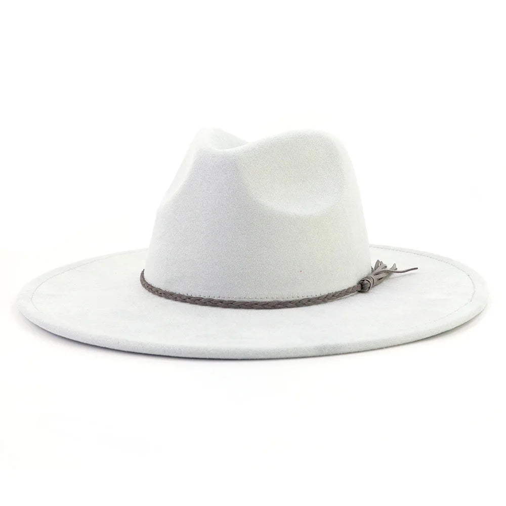Suede Top Hat Fedora - 9.5cm Wide Brim Felt Jazz Hat for Men and Women, Autumn/Winter Classic Church Sombrer