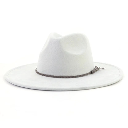 Suede Top Hat Fedora - 9.5cm Wide Brim Felt Jazz Hat for Men and Women, Autumn/Winter Classic Church Sombrer