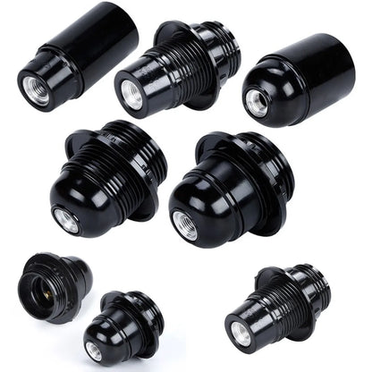 E27 Self-Locking Bakelite Lamp Holder - LED Light Bulb Socket with E14 Cap for Floor & Table Lamps