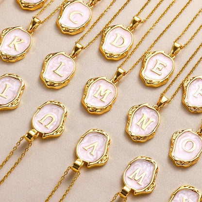 Y2K Stainless Steel Drip Oil Alphabet Necklace – A-Z Initials Pendant for Women & Men, Aesthetic Jewelry Gift