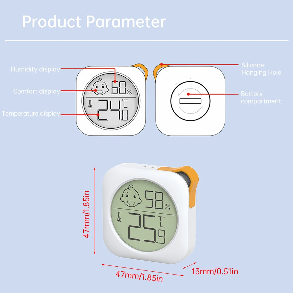 Mini Indoor Thermometer & Hygrometer - LCD Digital Temperature and Humidity Meter for Home, Office & Desktop Use