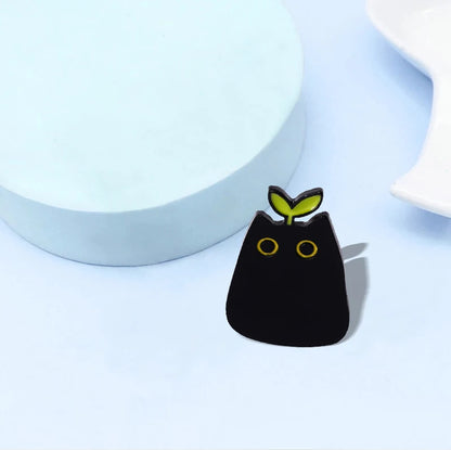 Cute Black Cat Enamel Pin – Cartoon Animal Metal Brooch Badge Jewelry Gift for Kids Punk Style
