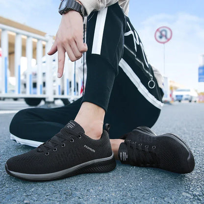 MAEDEF Athletic Shoes for Men – Black Knit Sneakers, Breathable Casual Running, Walking & Gym Shoes for Men & Women