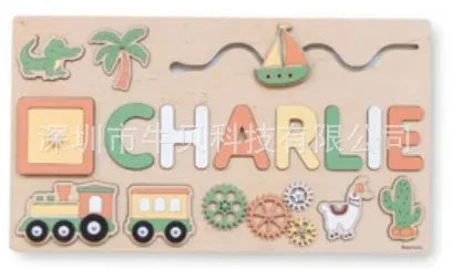 Montessori Personalized Wooden Name Puzzle — Custom Letter Board Educational Toy for Babies