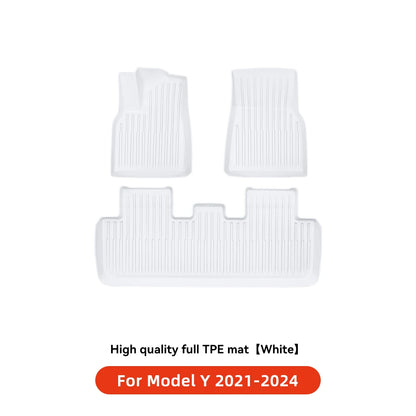 YZ TPE White Foot Pad — Fully-Surrounded Floor Liner for Tesla Model 3 & Model Y (2021–2025) | Waterproof, Non-Slip