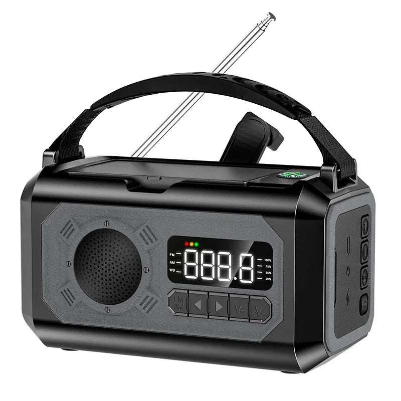 12000mAh AM/FM/NOAA Weather Radio – Solar Hand Crank Portable Emergency Radio with 2 Solar Panels, Reading Lamp for Camping