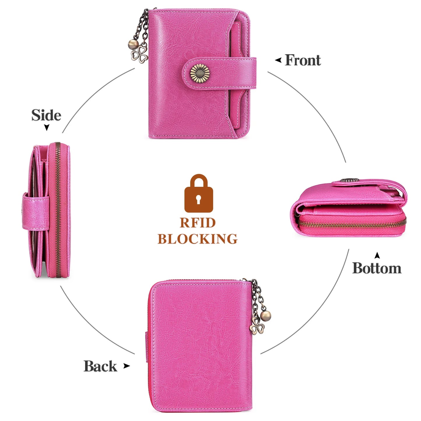 Genuine Leather Short Wallet for Women — Slim Hasp & Zipper Mini Purse, Portable Coin & Card Holder