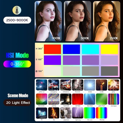 Handheld RGB LED Light Wand 50CM – Adjustable 2500K-9000K CRI 95+ Colorful Stick Light for Photography & Studio Lighting