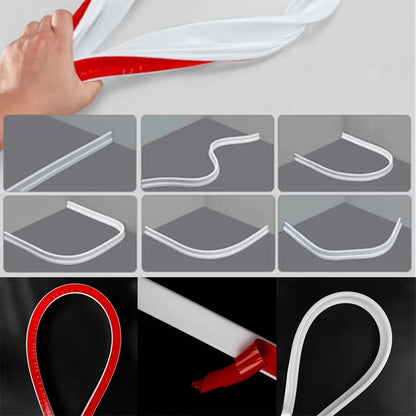 Flexible Silicone Shower Water Stopper - Waterproof Bathroom Barrier Strip for Door Bottom Sealing and Wet-Dry Separation