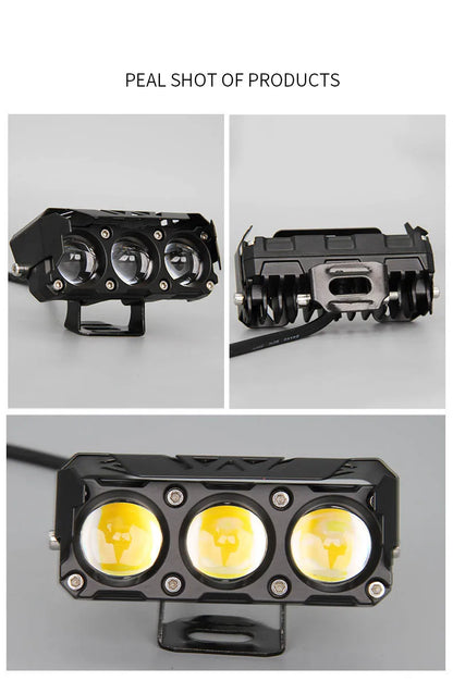 Motorcycle LED Spot Light – Dual Color Hi/Low Beam Fog Lamp for Car, Truck, SUV, UTV
