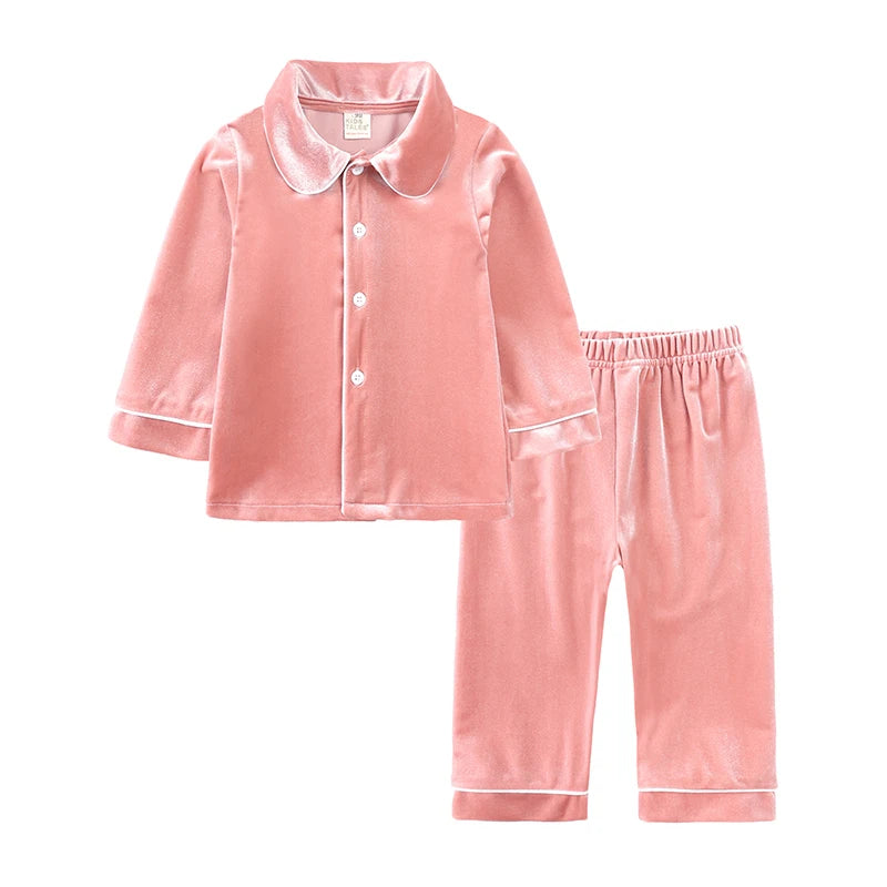 2025 Kids Christmas Pajama Set – Velvet Long Sleeve Loungewear & Sleepwear for Boys & Girls
