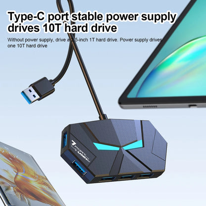 7-Port USB 3.0 Hub Type-C Docking Station — High-Speed 5Gbps Adapter for Laptop, Hard Drive, Mouse & Keyboard