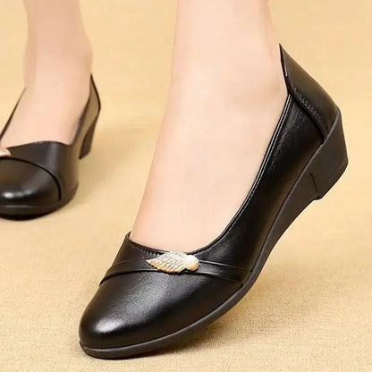 Cresfimix Women’s Pointed Toe Flat Shoes - Yellow PU Leather Casual Office Comfort Shoes