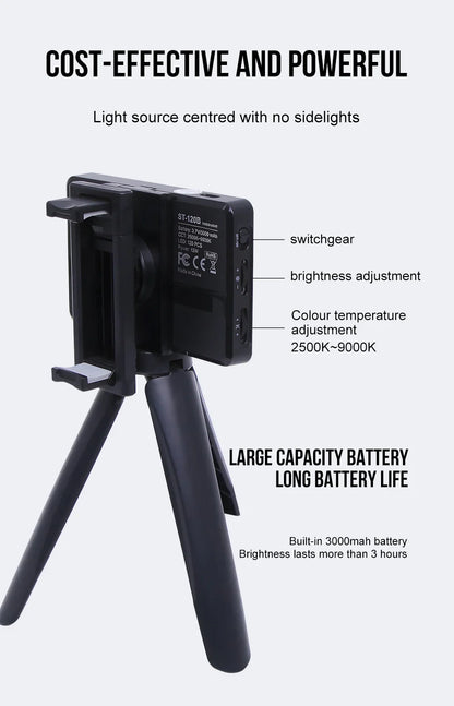 120 LED Tattoo Fill Light with 52mm CPL — Circular Polarizing Filter for Cellphone Lens, Compatible with Any Phone