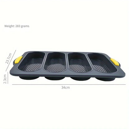 Food-Grade Silicone 4-Grid Bread Mold – Two-Color Rectangular Baking Pan for French Cakes, High-Temperature Resistant