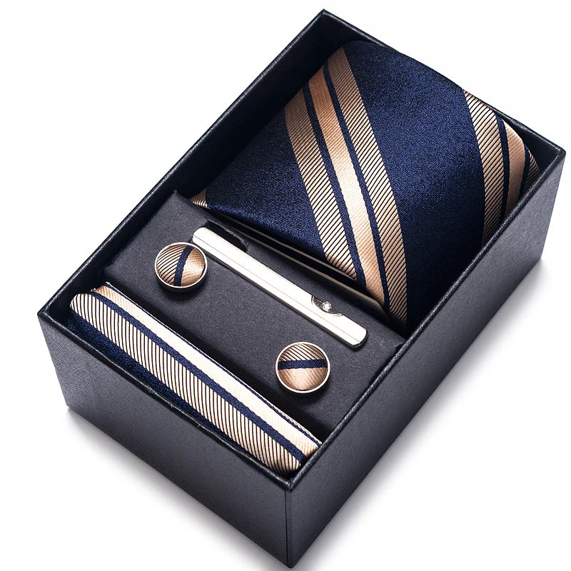 Men’s Tie and Pocket Square Gift Set – 2023 Mixed Colors Paisley Necktie in Box, Wedding Suit Accessory