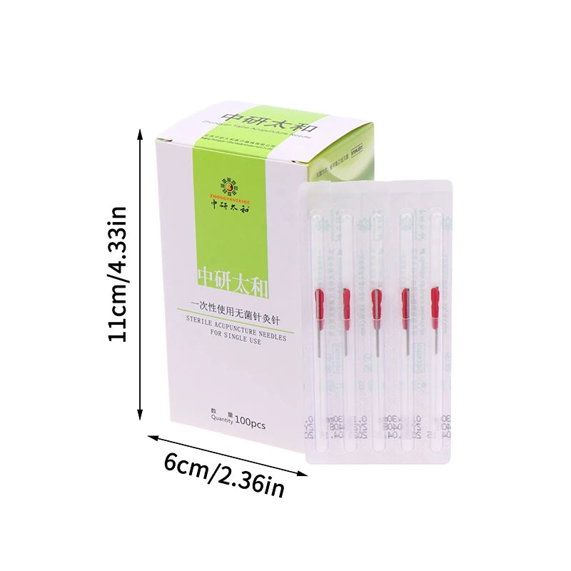 100Pcs Disposable Stainless Steel Acupuncture Needles Set – Sterile Single-Use Therapy Needles with 100 Individual Guide Tubes/Cannulas
