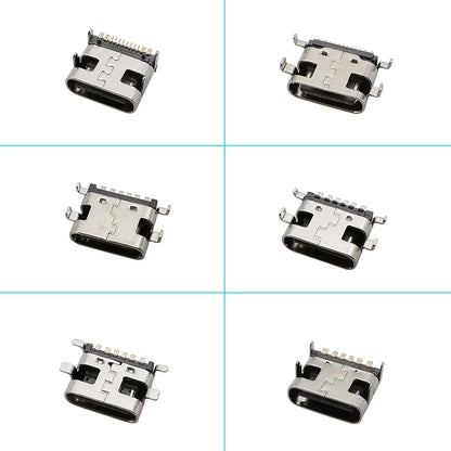 100Pcs Type-C USB Female Charging Socket Connector – 6Pin & 16Pin PCB Soldering DIY Repair Adapter