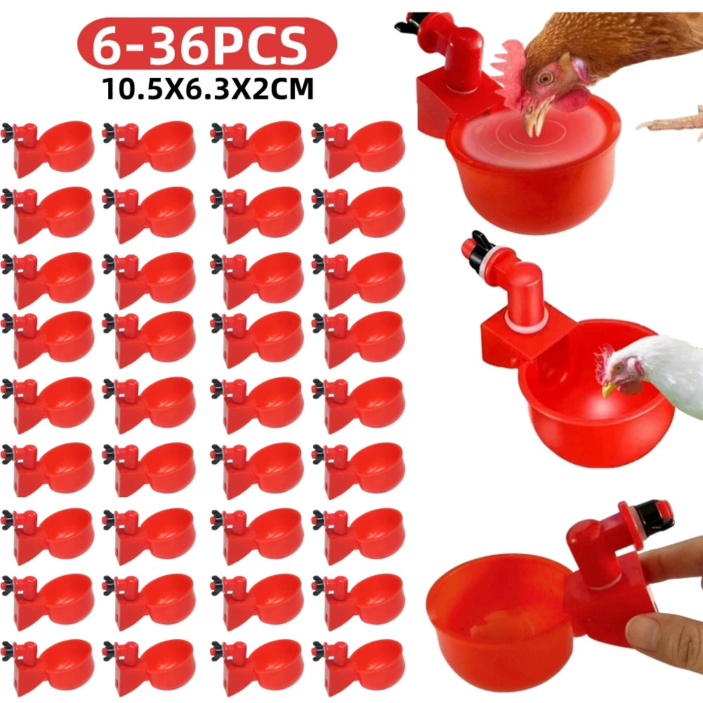6-36Pcs Automatic Chicken Duck Drinking Cups - Plastic Poultry Farm Water Feeders for Easy Installation and Hassle-Free Drinking