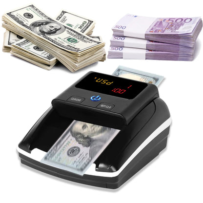Automatic Money Counter & Counterfeit Bill Detector – UV, MG, IR Detection for EURO & US Dollar, Paper Size & Thickness Detection