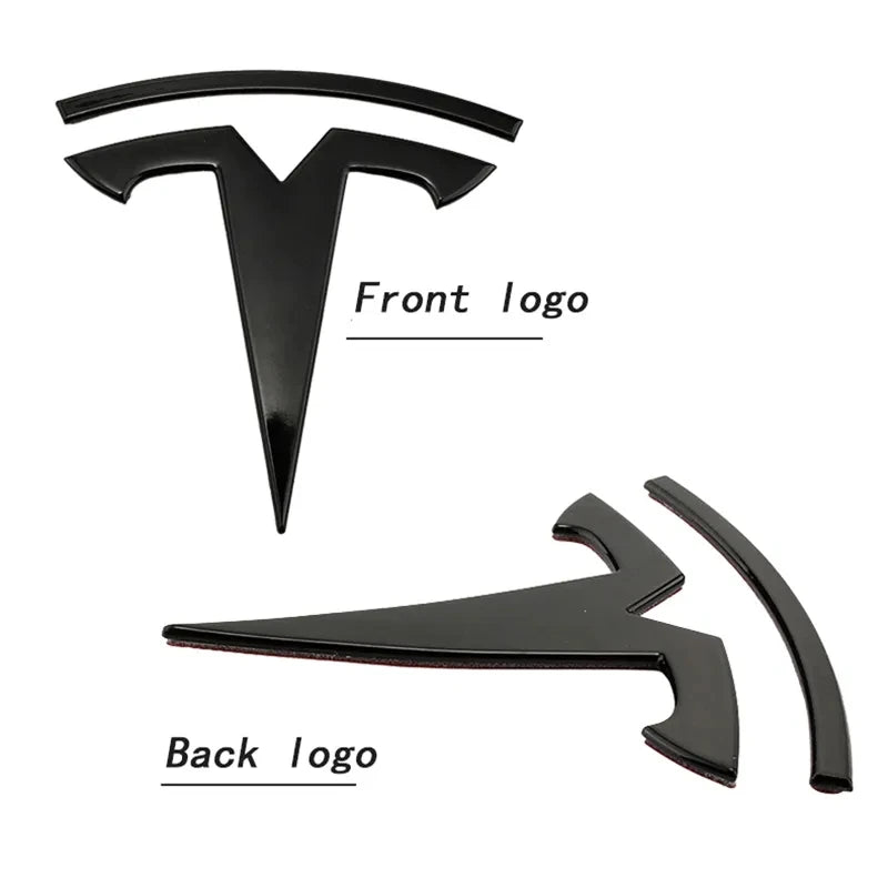 Tesla Model 3 & Y Logo Sticker – Front Hood & Rear Trunk Badge Car Accessory