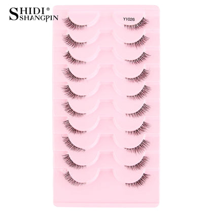 SHIDISHANGPIN 5/10 Pairs Cat Eye False Lashes – 3D Mink Half Lashes, Eyelash Extensions for Natural Makeup, Faux Cils Maquiagem