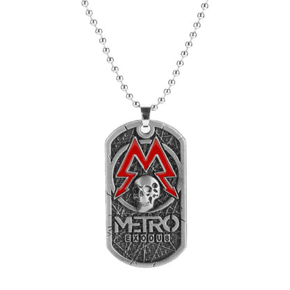 Metro Exodus 2033 Dog Tag Necklace – Retro Skull Pendant, Unisex Gamer Jewelry Gift