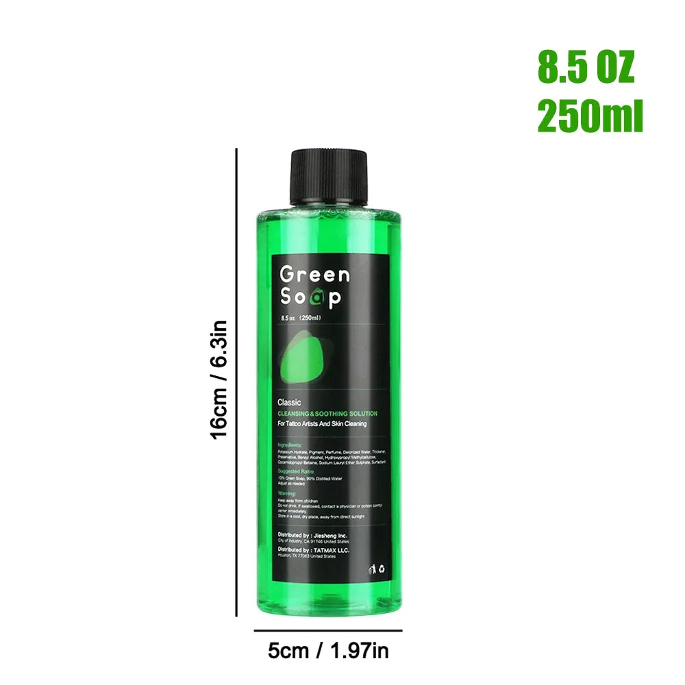 Ultra Concentrated Tattoo Green Soap Kit – 30/250/500ML Cleaning Solution with 150ml Foaming Bottle for Tattoo Care & Skin Cleaning
